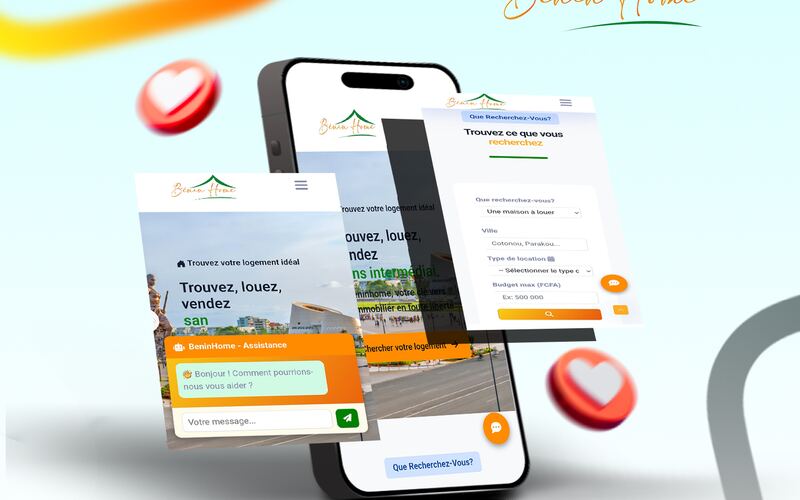 Écrans de l'application mobile BeninHome