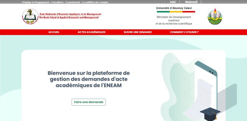 Page d'accueil de la plateforme des actes académiques de l'ENEAM